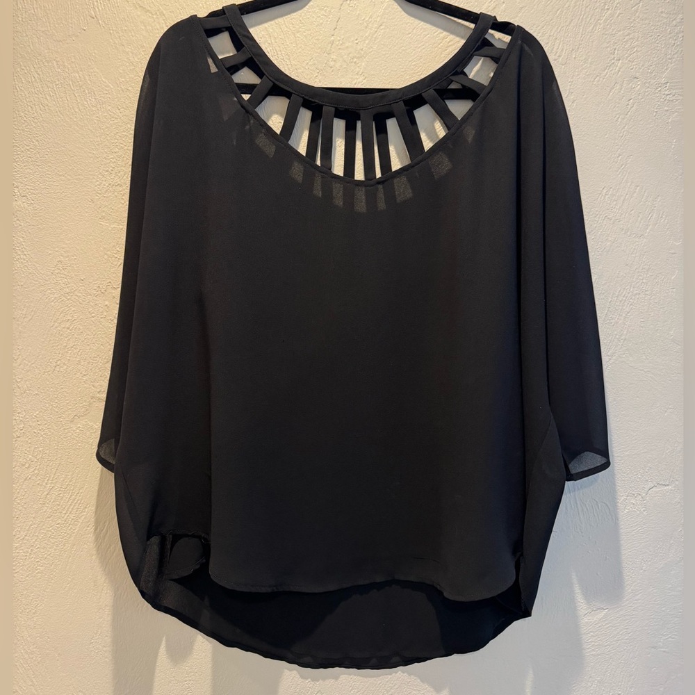 Maurices Black Cutout Cage-Neck Blouse
